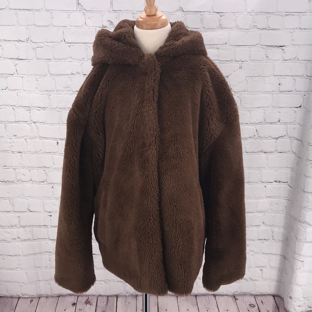 Zara Sherpa hooded coat size XS